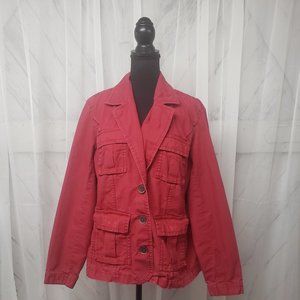 Eddie Bauer Red Weathered Cotton Utility Jacket Size 2XL.  Fits like an XL